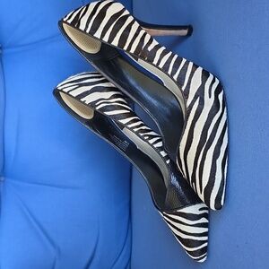 White House Black Market Calf Hair Zebra Pumps Stilettos Sz 6.5